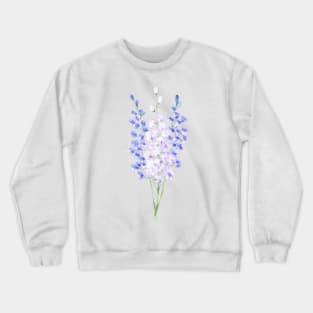 Delphiniums, floral watercolor painting Crewneck Sweatshirt